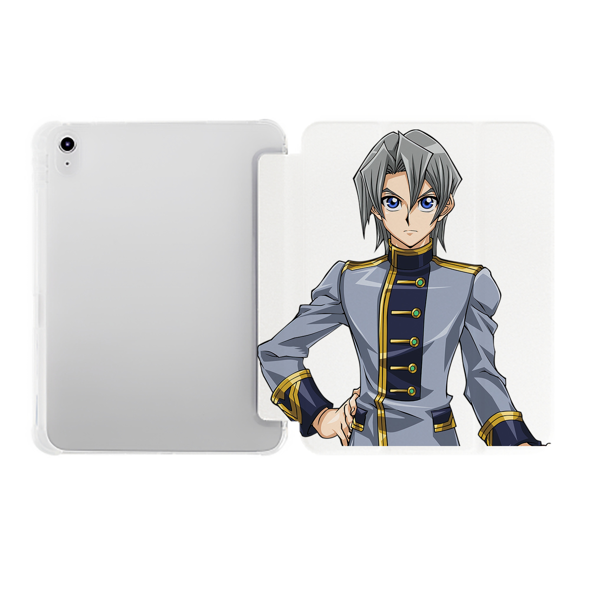 （画像用） 遊☆戯☆王 Yu-Gi-Oh! IPad ケース ペン収納付き 三つ折りスタンド PUレザー×シリコン 対応機種9.5/10.5/10.9インチ